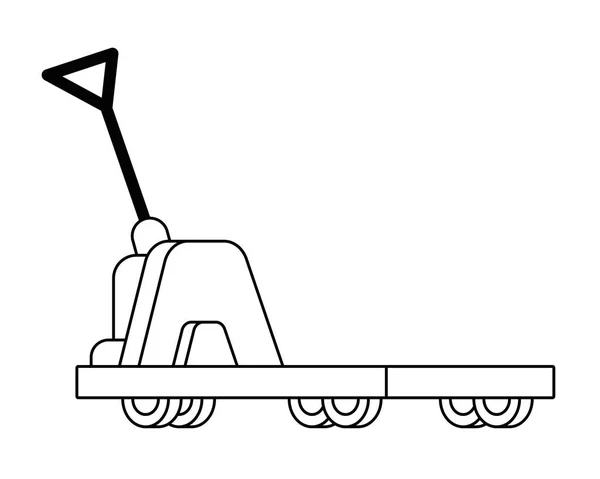 Cartoon mit Kinderwagen-Ikone in Schwarz-Weiß — Stockvektor