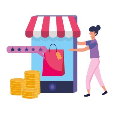 İnternetten alışveriş yapan kadın