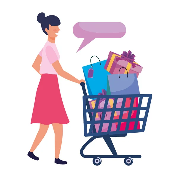 Женские покупки онлайн — стоковый вектор