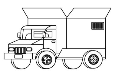 siyah ve beyaz arka büyük bir kutu ile kamyon