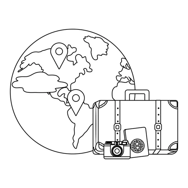 Βαλίτσα και σχεδιασμός ταξιδιών — Διανυσματικό Αρχείο