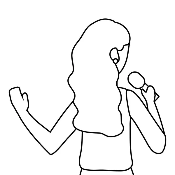 Mujer con diseño de micrófono — Vector de stock