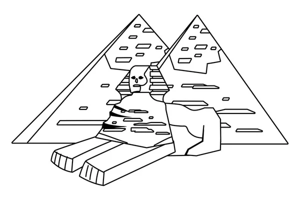 Pirámides egipcias y diseño de la esfinge — Vector de stock