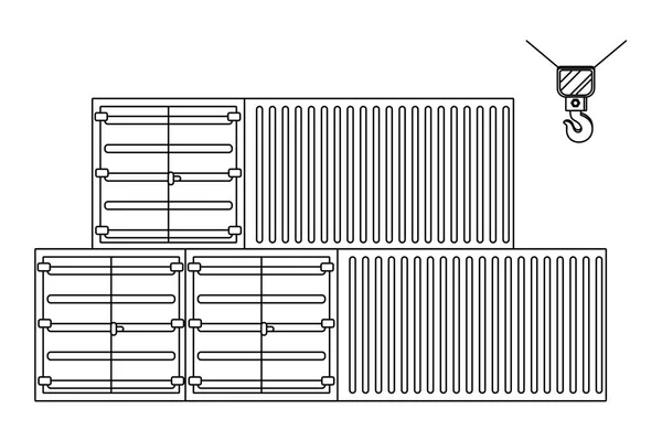 Cargo containers icon in black and white — Stock Vector