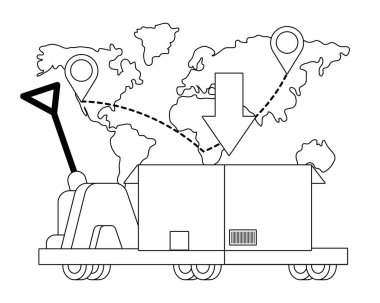 siyah beyaz bir kutu taşıyan pushcart