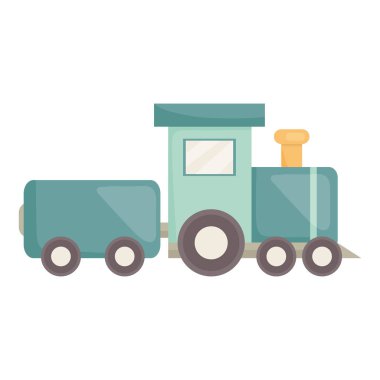 küçük tren oyuncak eğlence simgesi kare kare çerçeve ve doğum günü elemanları vektör illustraitor