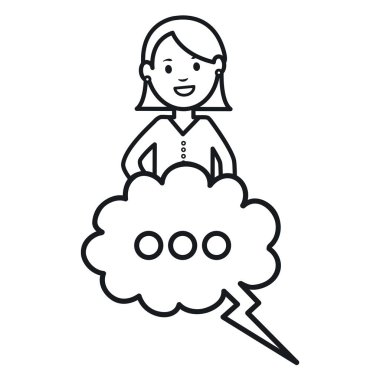 konuşma kabarcıkları avatar karakter kare çerçeve ve doğum günü elemanları vektör illustraitor ile tek renkli kadın