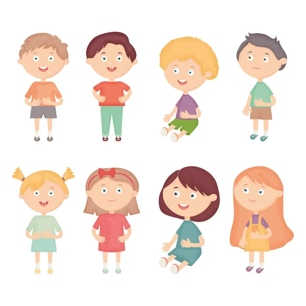 Group of little kids characters — Stock Vector