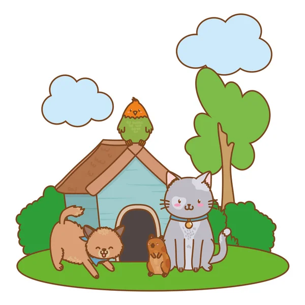 Carino divertente animali domestici cartone animato — Vettoriale Stock