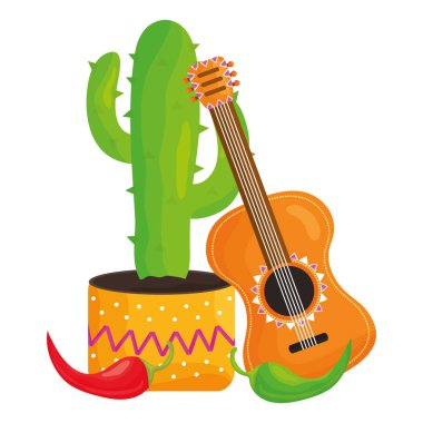 gitar ve biber ile meksika cactu