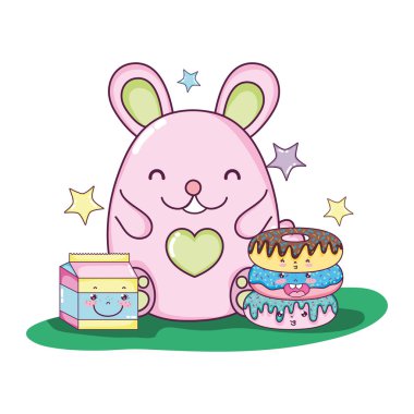 donut ve süt kutusu ile sevimli fare