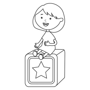 küp blok ile sevimli küçük kız