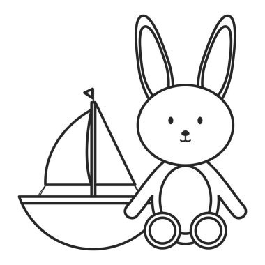 doldurulmuş tavşan ve yelkenli oyuncak eğlence