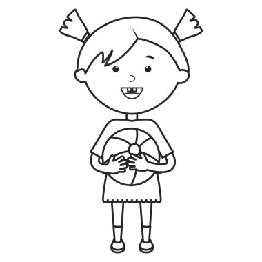 plastik balon ile sevimli küçük kız