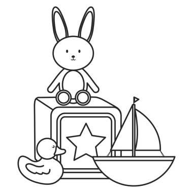 blok ile doldurulmuş tavşan ve yelkenli