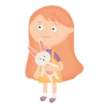 tavşan dolması ile sevimli küçük kız