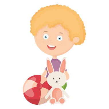balon plastik ve tavşan ile sevimli küçük çocuk