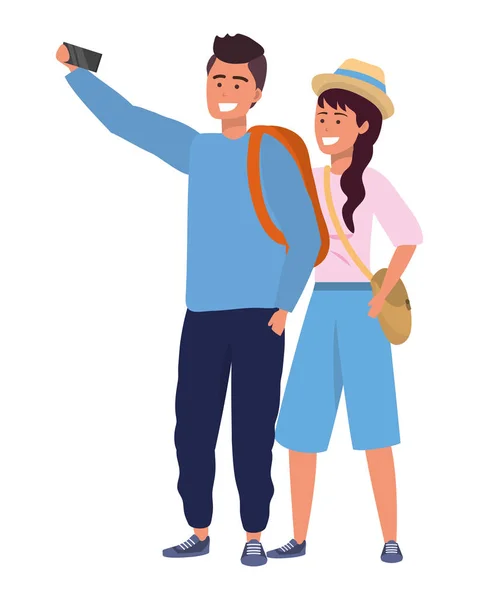 Millennial student couple smiling — Stock Vector