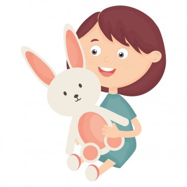 tavşan dolması ile sevimli küçük kız