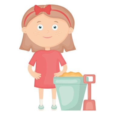 kum kova ile oynayan sevimli küçük kız