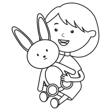 tavşan dolması ile sevimli küçük kız