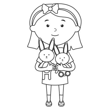 tavşan dolması ile sevimli küçük kız