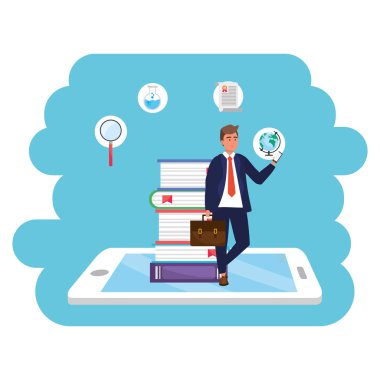 Online eğitim bin yıllık öğrenci tablet sıçrama çerçeve