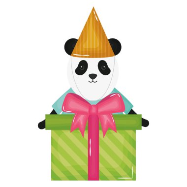 doğum günü partisinde hediye kutuları ile sevimli ayı panda