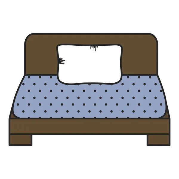 Cama de madera icono de los muebles — Vector de stock