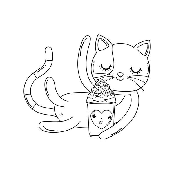 Милый кот с мороженым — стоковый вектор
