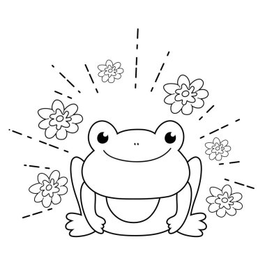cute toad with flowers garden character clipart