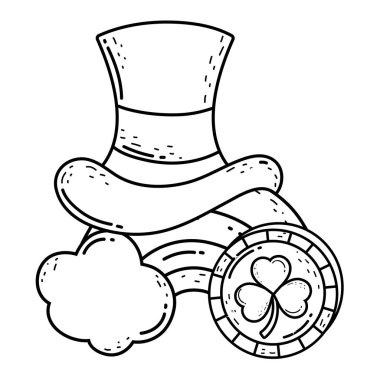 sevimli Leprikon şapka ve gökkuşağı