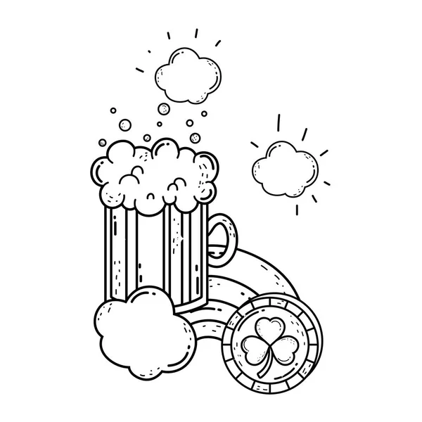 항아리 맥주와 무지개 성자 패트릭 의 날 — 스톡 벡터