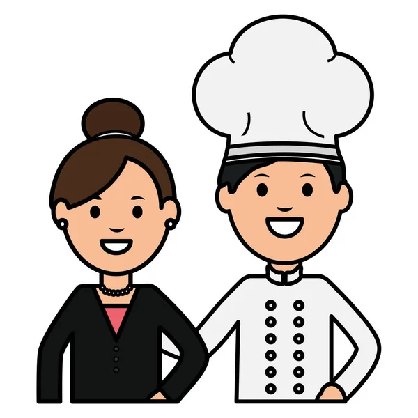 Jovem chef com mulher de negócios —  Vetores de Stock
