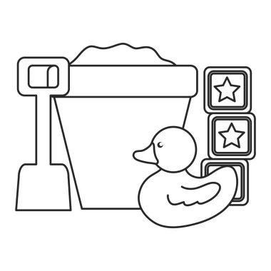 ördek ve oyuncak eğlence ile kum kova