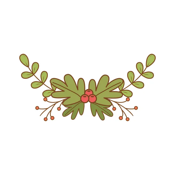 Branche avec couronne de feuilles — Image vectorielle
