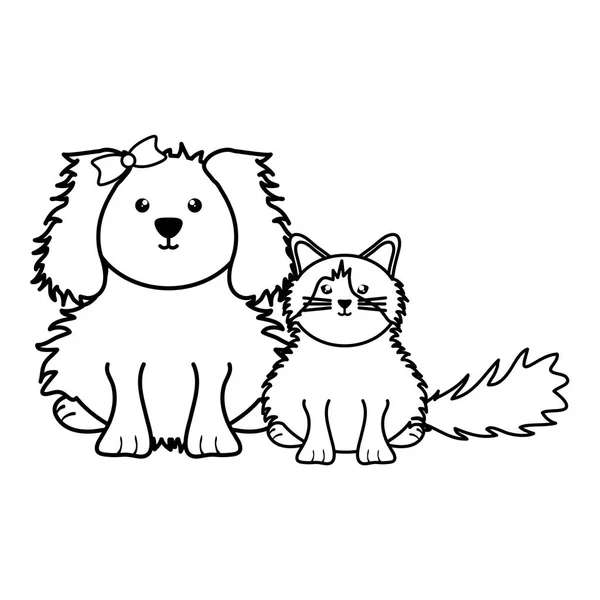 Sevimli küçük kedi ve köpek Maskotlar — Stok Vektör