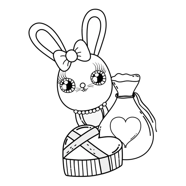 Schattige konijn meisje Valentines Day — Stockvector
