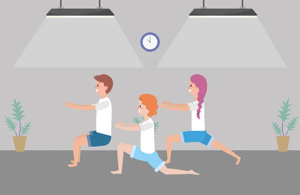 Fitte Menschen praktizieren Yoga — Stockvektor