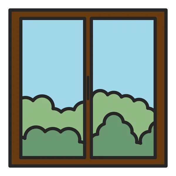 Fensterhaus mit Tagesausblick — Stockvektor