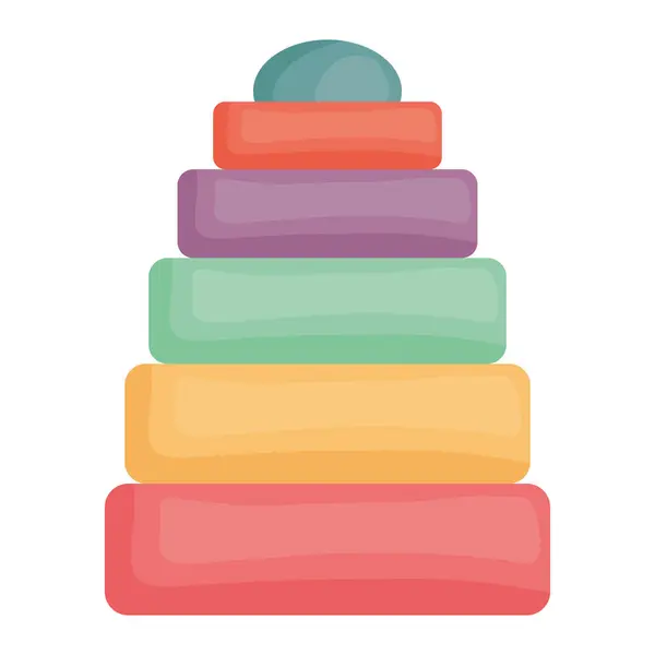 Pirâmide de cores brinquedo ícone de entretenimento quadro quadrado e elementos de aniversário vector illustraitor — Vetor de Stock