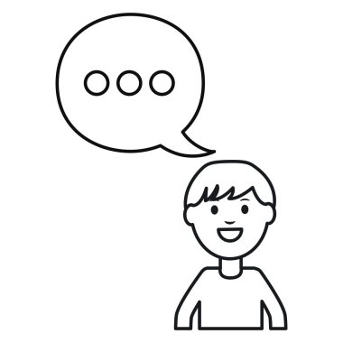 konuşma balonu avatar karakter kare çerçeve ve doğum günü elemanları vektör illustraitor ile tek renkli adam