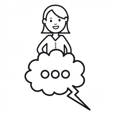 konuşma kabarcıkları avatar karakter kare çerçeve ve doğum günü elemanları vektör illustraitor ile tek renkli kadın