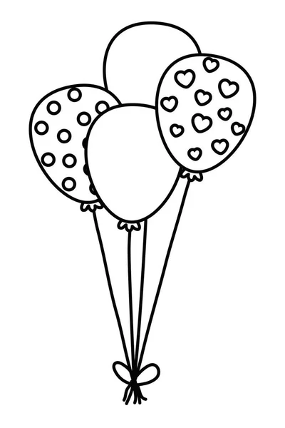 Balão com nó em preto e branco — Vetor de Stock