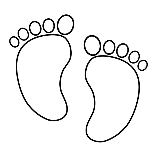 Footmark icon cartoon in black and white — Stock Vector