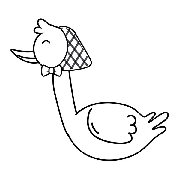 Cigogne avec bandana en noir et blanc — Image vectorielle