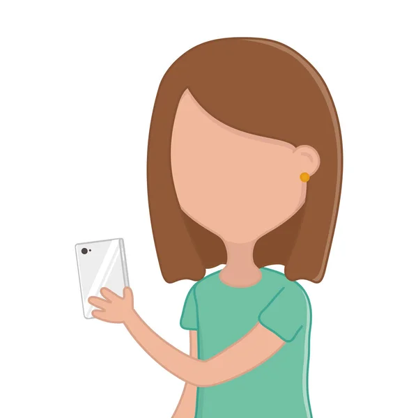 Femme avec design smartphone — Image vectorielle