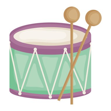 davul müzik aleti oyuncak kare çerçeve ve doğum günü elemanları vektör illustraitor
