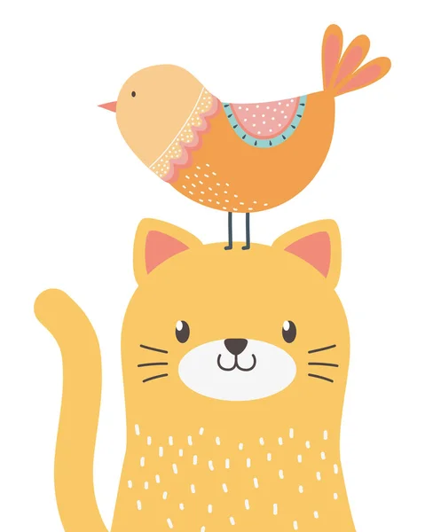 Katze und Vogel Cartoon Design — Stockvektor