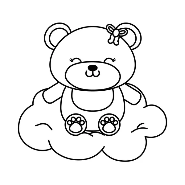 黒と白の雲を持つおもちゃのクマ — ストックベクタ